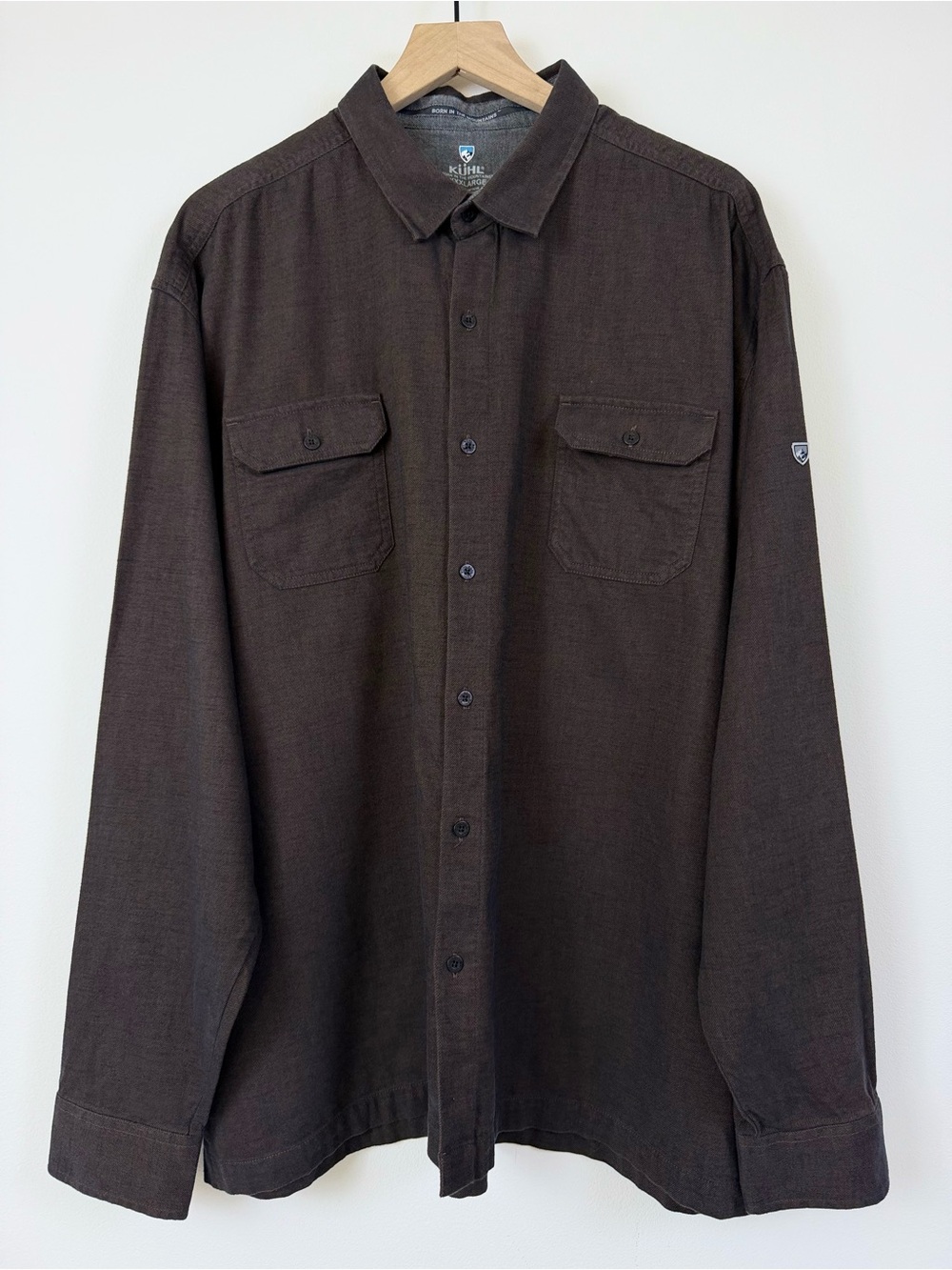KÜHL Descendr Flannel Shirt Men’s Black Coffee Cotton Tence